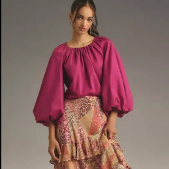 Brand New Mare Mare Long-Sleeve Crew-Neck Blouse - Picture 1 of 9